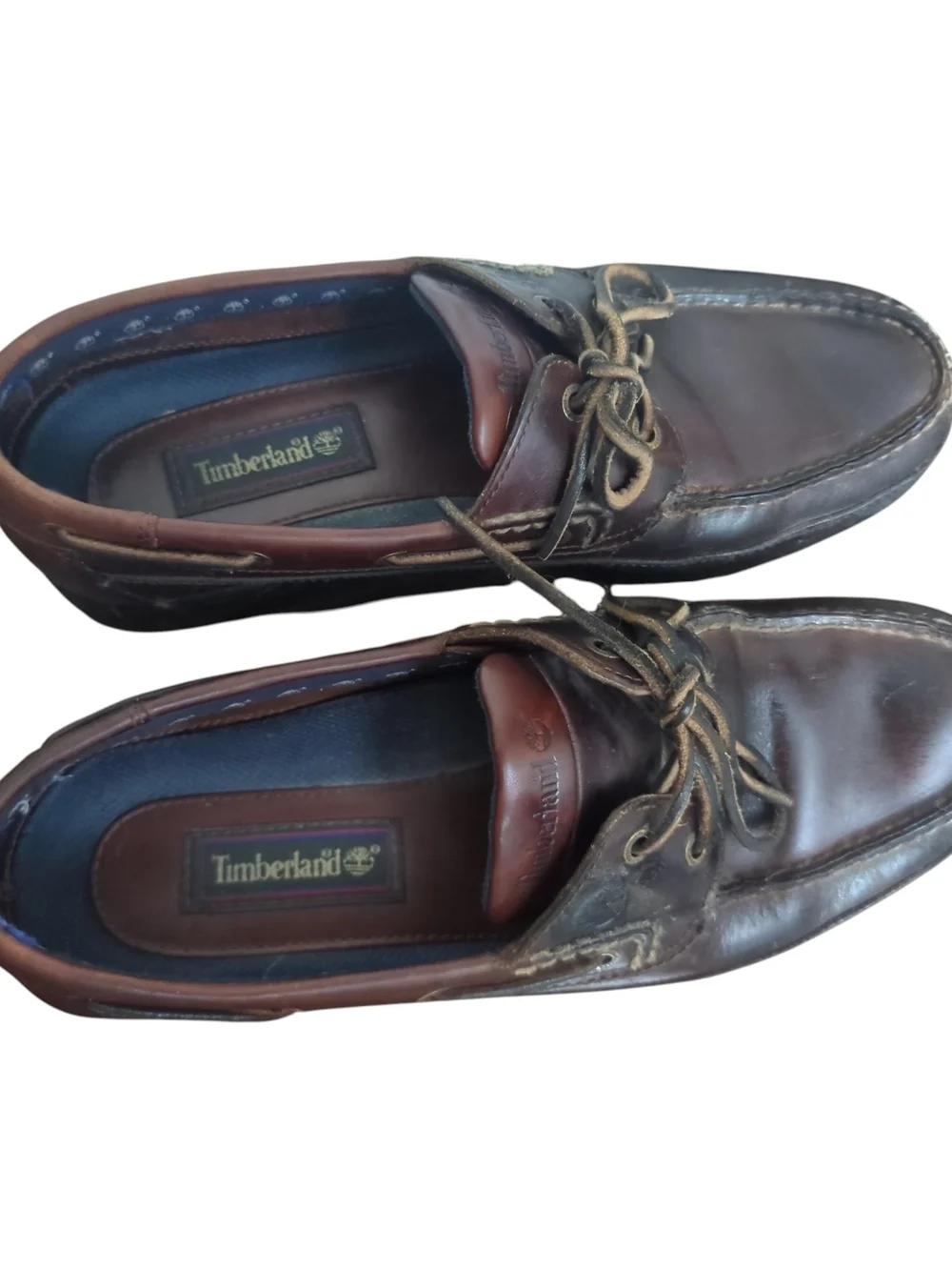 Timberland 11.5 Brown Leather 3-Eye Lug Boat Shoes Rubber Lug Sole Coastal Dad